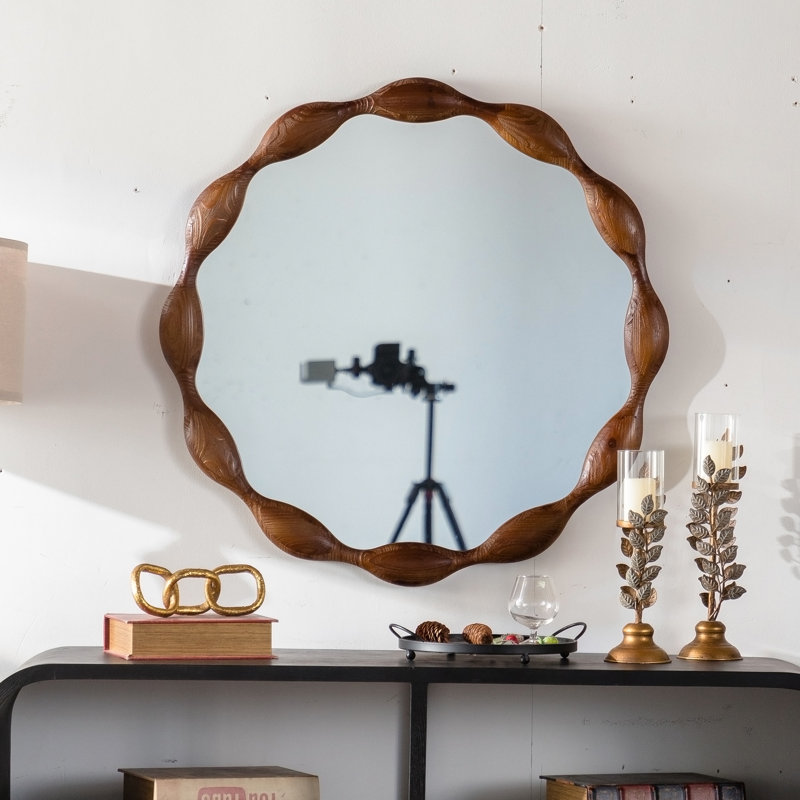 Miroir rond en bois naturel 32,28 /