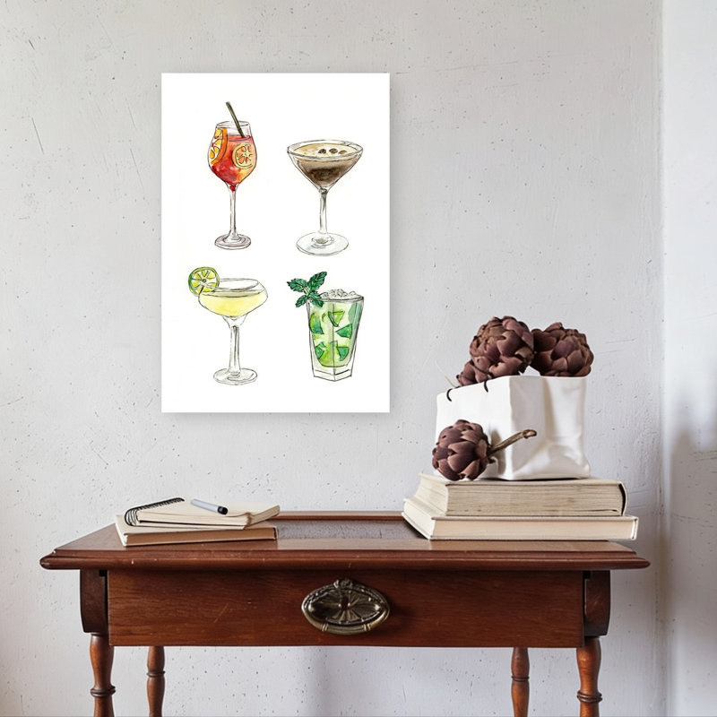 Affiche murale d'été aux fruits, cocktails classiques et contemporains, 24" H x 16" W