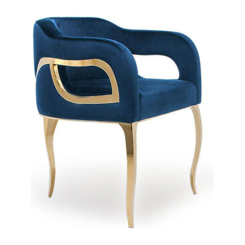 Fauteuil Iseminger, Bleu, Titane doré
