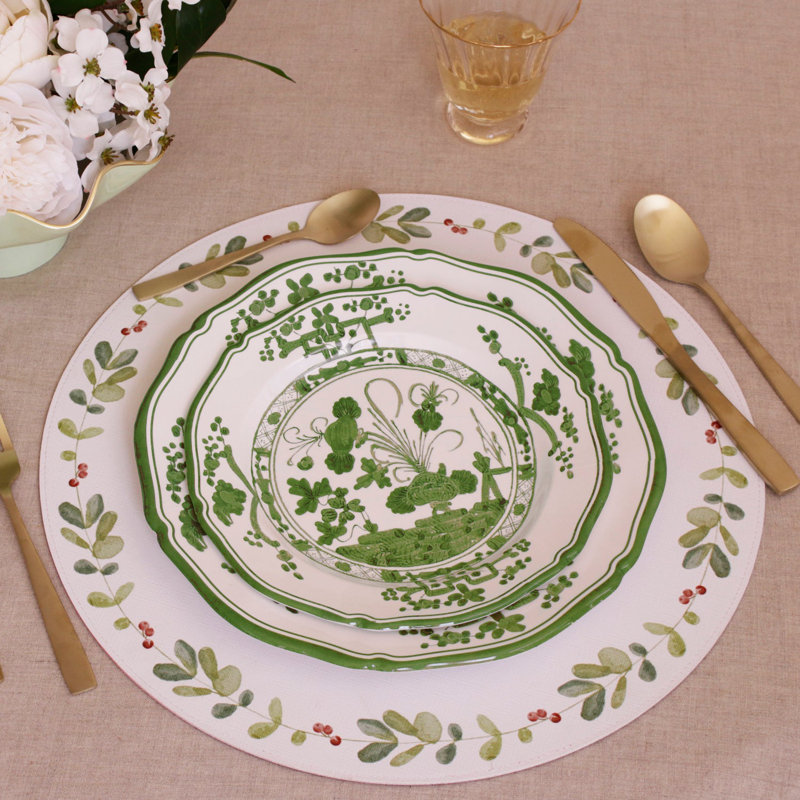 Vida Faenza 11" Dinner Plate, Green/White