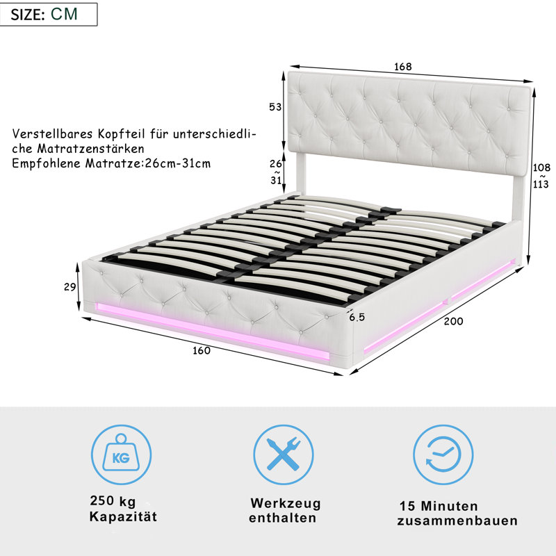 Bed, European Kingsize (160 x 200 cm)