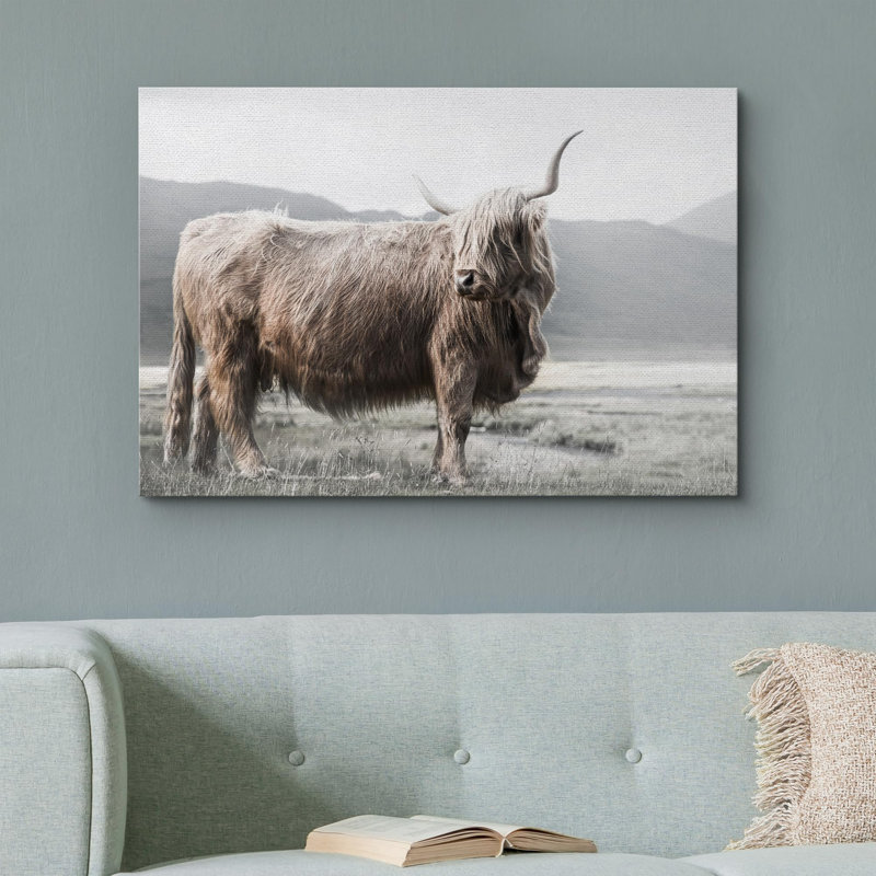 «Animals Shetland Cow in Mountain Range» sur toile, Toile tendue, H 16 po x l 24 po x P 1,5 po