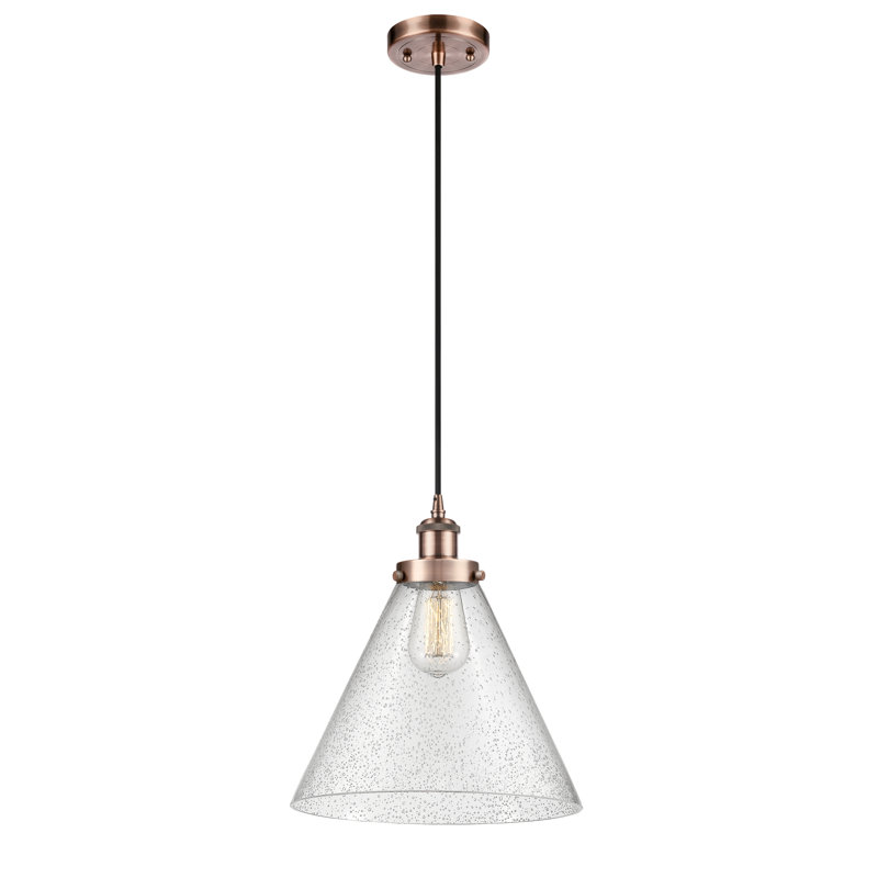 Luminaire suspendu conique à 1 lumière Gendron, Cuivre antique, Grainé, DEL