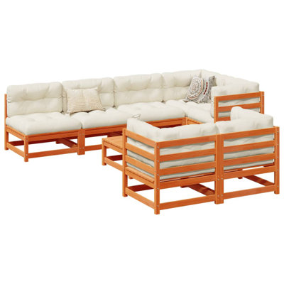 Ophelia & Co. 8 Piece Patio Sofa Set Solid Wood Pine