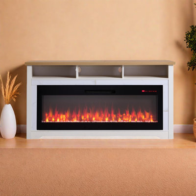 Meuble télé 70 po avec foyer électrique intelligent et rangement