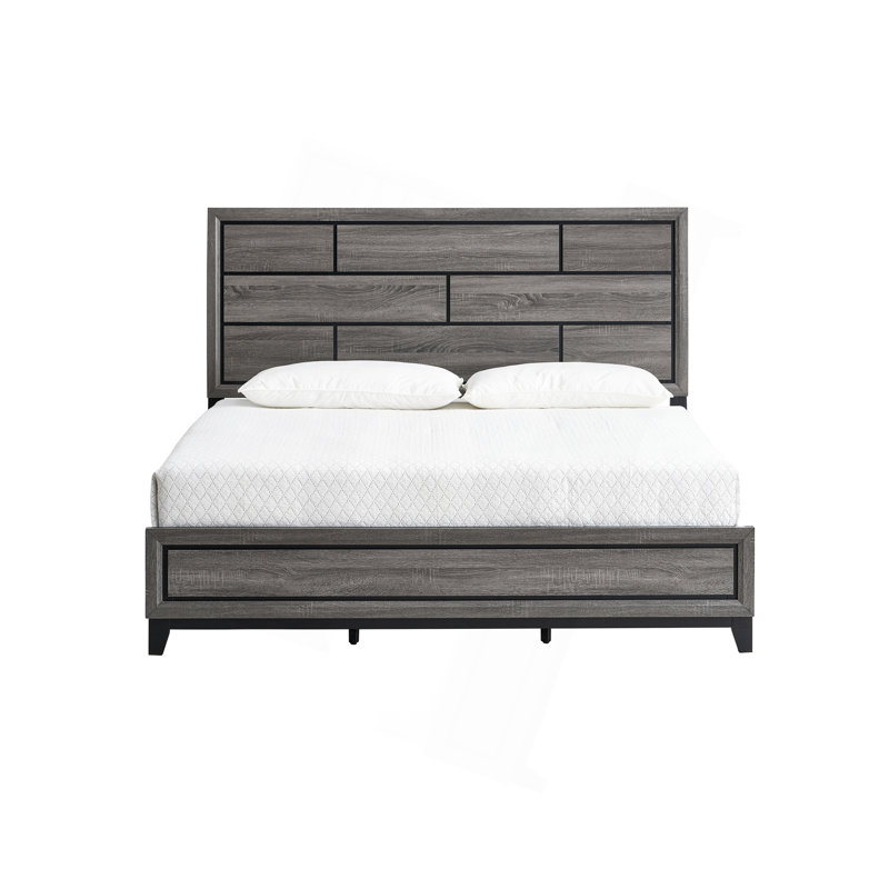 Lit Glasgow (matelas non inclus), Gris, Très grand lit