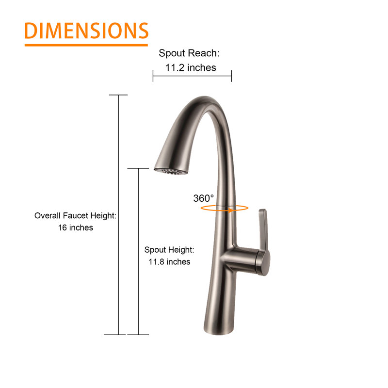 Robinet polyvalent en acier inoxydable de style moderne pour la cuisine