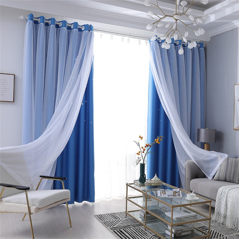 Anthani Room Darkening Curtain Single Panel, Blue