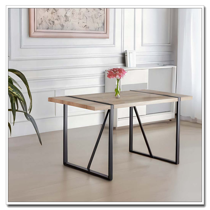 Industrial Rectangular Dining Table, Wood