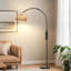 Lampe sur pied Arc Bohemian avec abat-jour en rotin, éclairage intelligent à intensité variable et télécommande