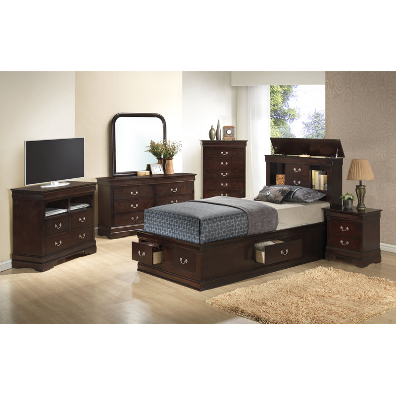 Citronelle Bookcase Storage Bed, Twin, Cappuccino