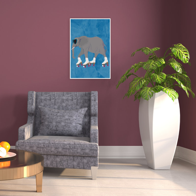 Stylish Elephant On Skates Contemporary Wall Art Print 1 Piece Wrapped Canvas Wall Art, 60.96cm H x 40.64cm W