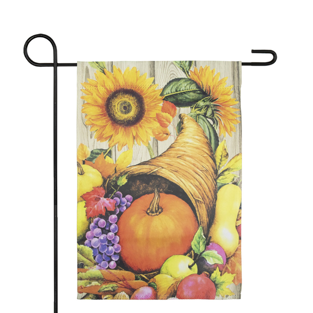 Cornucopia and Flowers Autumn Harvest Flag 12.5" x 18-Inch" Northlight Seasonal