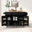 Space Kitchen Cart With Metal Support And Drawer Storage Black Cabinet Frame - Drop-1275170849