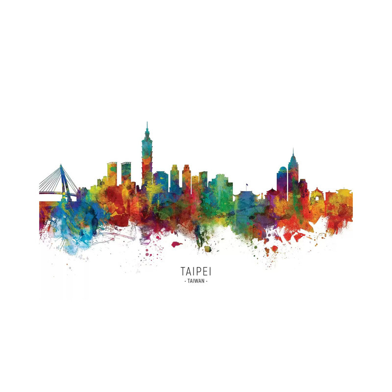 Taipei, Taïwan, horizon, reproduction d'art sur toile tendue, H 12 po x l 18 po x P 1,5 po