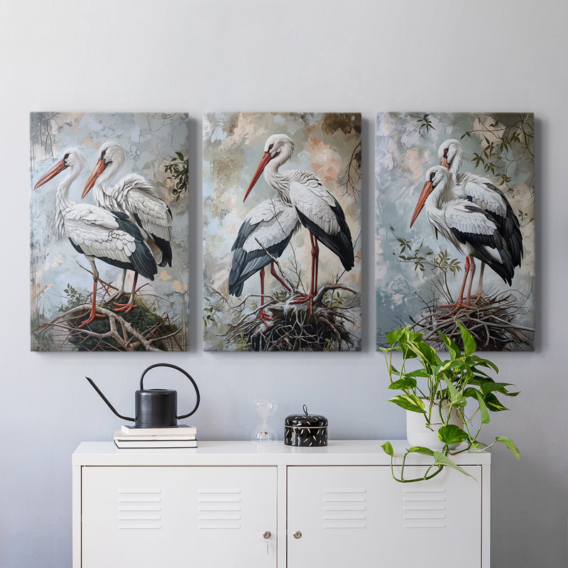 Série Sea and Shore XLVII - Ensemble de 3 toiles tendues avec châssis - Prêt à être accroché, H 48 po x l 32 po