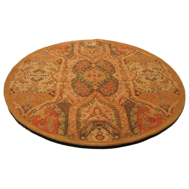 Ophelia Bianca Orange Hand Tufted Wool Rug, Round 7'9"