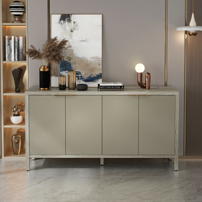 Devin 59" Modern Wood Storage Cabinet with Adjustable Shelves