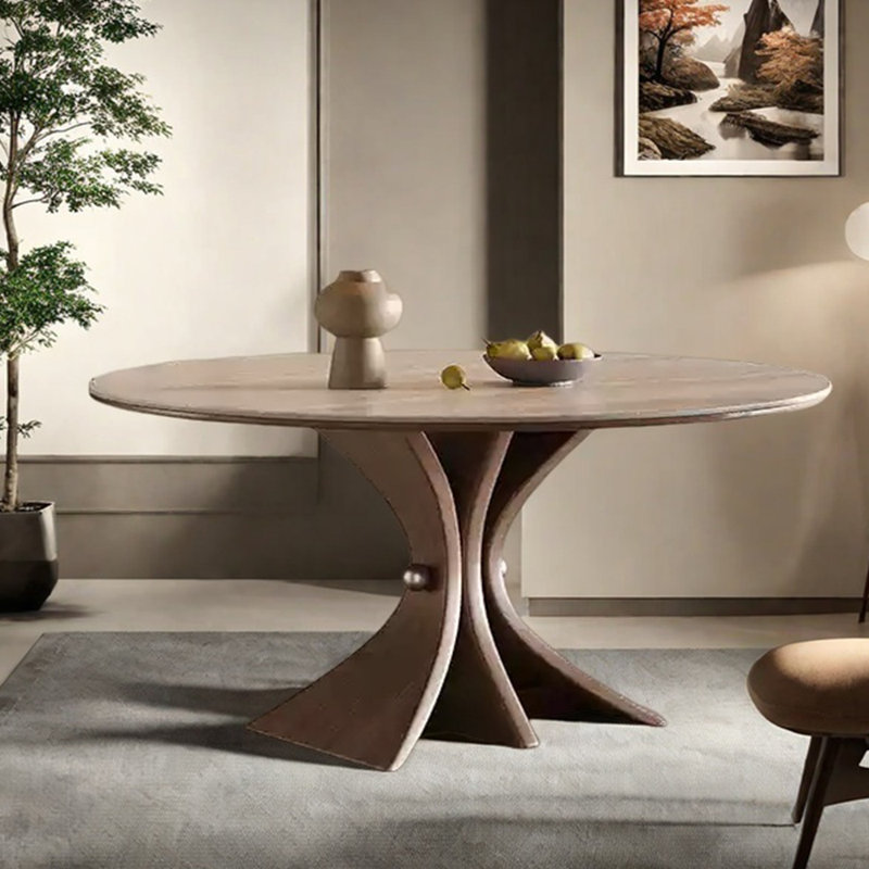 Table de salle à manger ronde en pierre frittée minimaliste, H 29,53 po x L 53,15 po x l 53,15 po