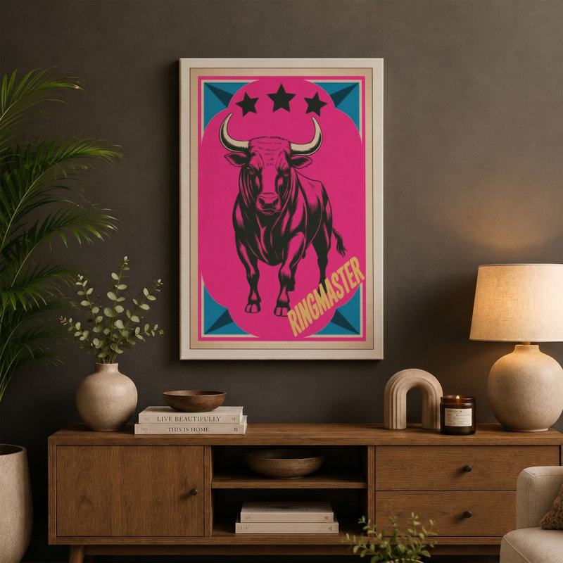 Bull Master Retro - Wrapped Canvas, 30x20 - 76.2 x 50.8 cm, Cream Border