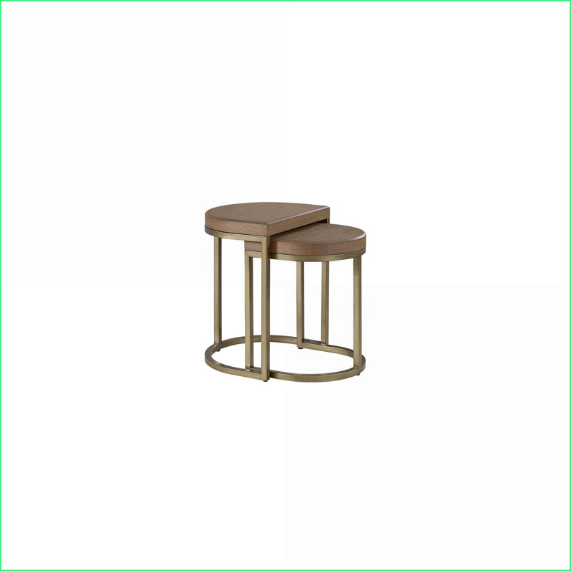 Ensemble de 2 tables gigognes en placage d'orme avec bases en métal
