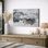 Abstrait paysage de montagne gris, images de salon, impression sur toile encadrée sur toile.