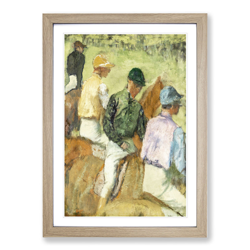 Four Jockeys by Edgar Degas - Picture Frame Painting, 65cm H x 48cm W x 2cm D, Oak Framed