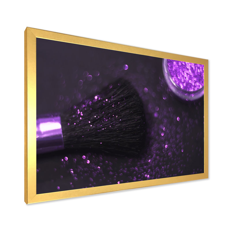 «Purple Glitter Sparkle», reproduction d'art sur toile Glam, H 12 po x l 20 po x P 1 po, Cadre doré