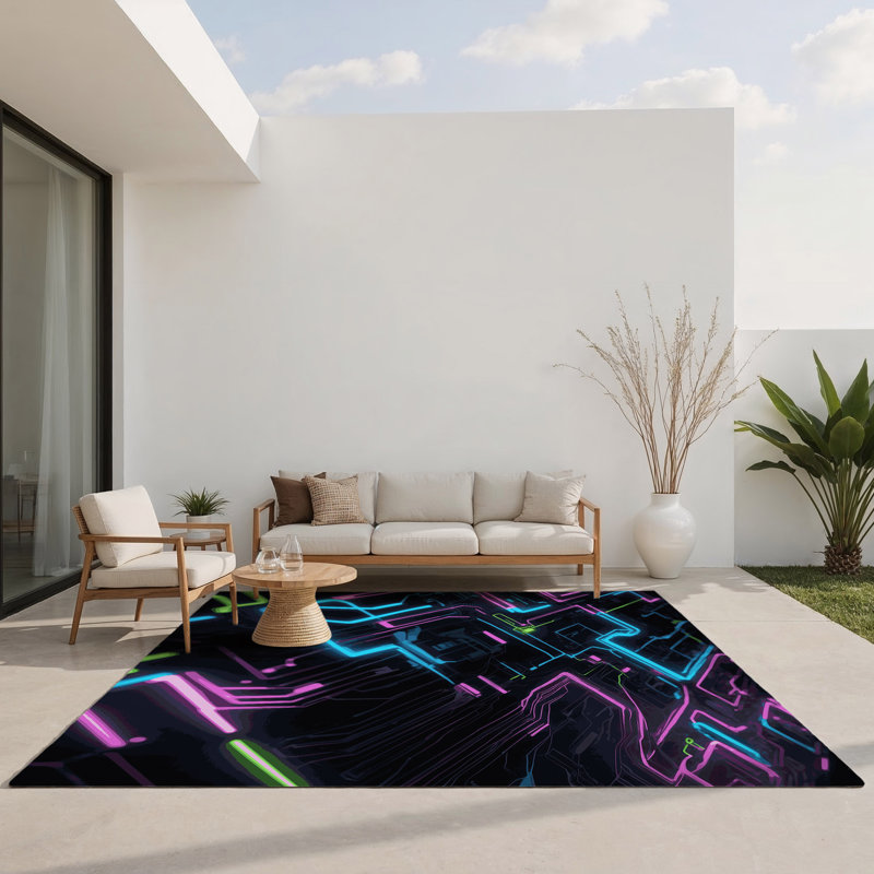 Glowstream Indoor And Outdoor Area Rug, Rectangle 5' x 7'