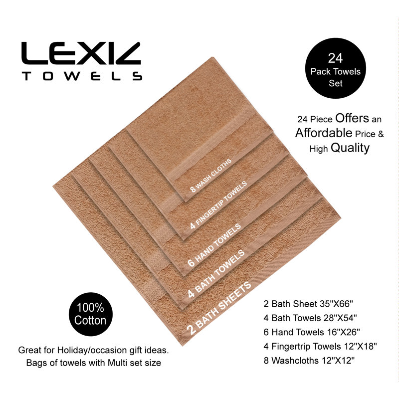 Terrycloth Bath Towels (Pack of 24), Beige