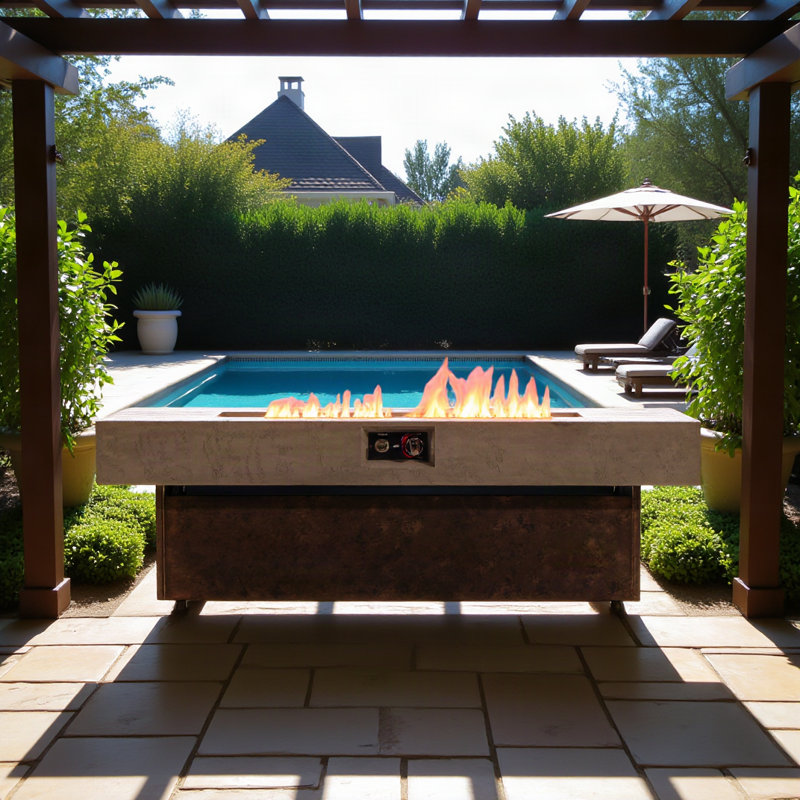 Tabletop Propane Fire Pits, 56 x 23 in, 50,000 BTU outdoor firepit table, Suitable for Outdoor, Patio, Balcony, three height options