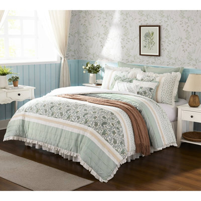 Grande chambre à coucher Dawn - Sophistiqué Shabby Chic avec édredon et coussins décoratifs élégants en coton