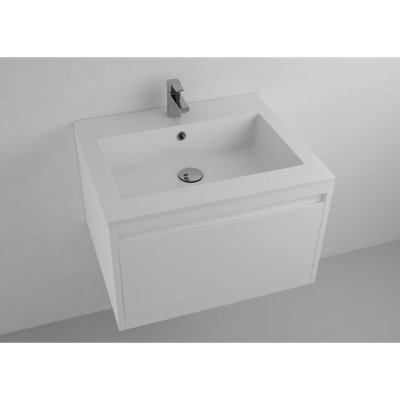 Évier de salle de bain moderne à surface simple blanc mat Mattano