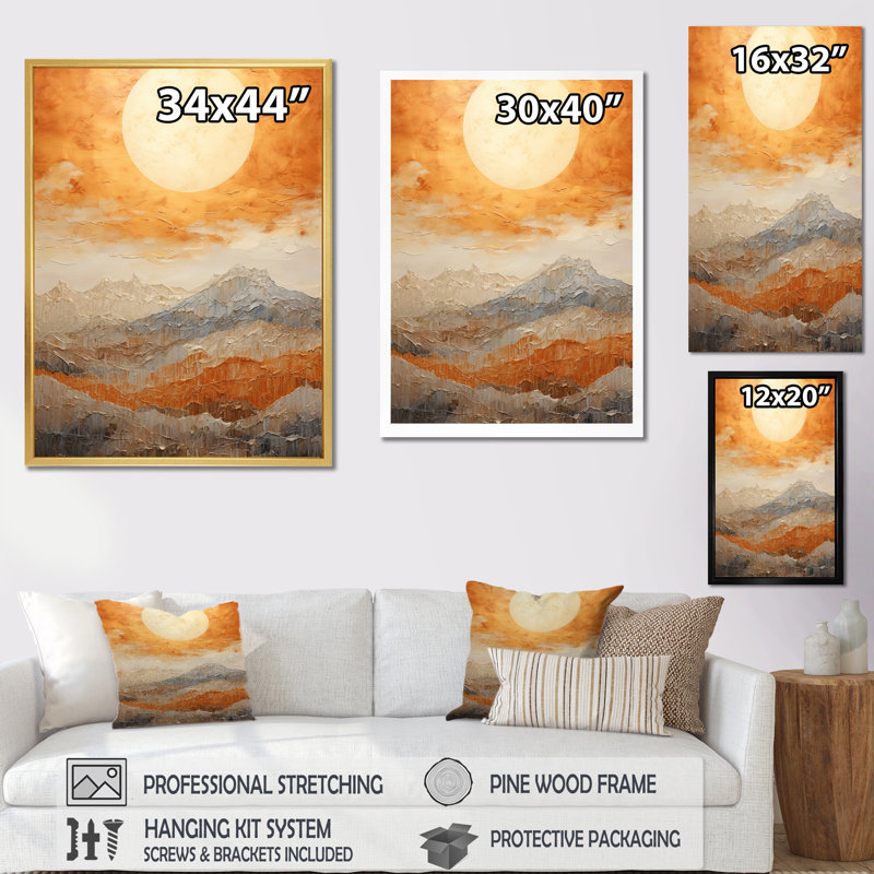 " Geometric Golden Beige Sunset Harmony ", Wrapped Canvas, 40" H x 30" W