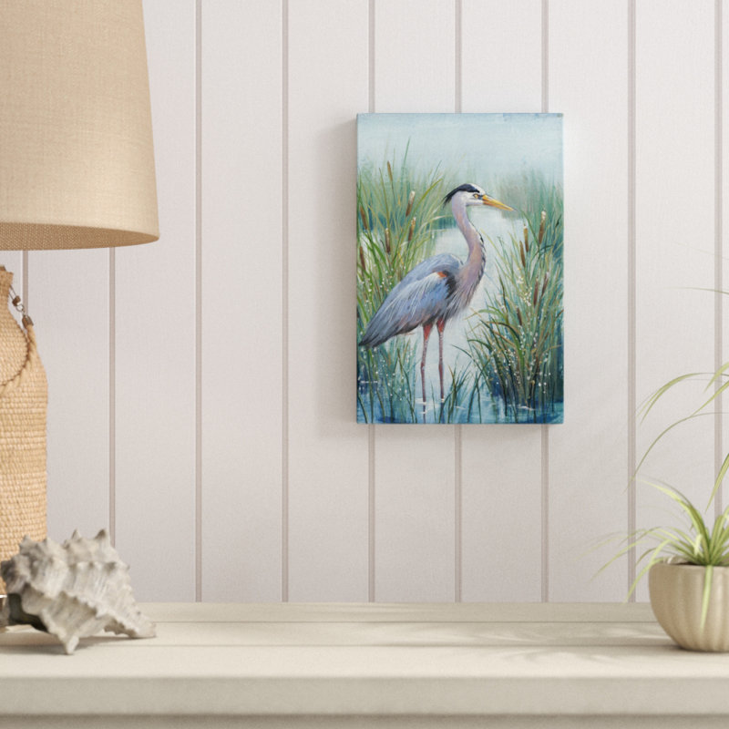 Marsh Heron I by Timothy O' Toole - Painting, 30cm H x 20cm W, Wrapped Canvas