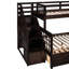 Lit superposé simple au-dessus d'un lit double en L avec style. 3 tiroirs et escalier pour la mise en valeur. Fabrication en bois massif. Famille assurée. 6 ans et plus recommandés. Assemblage requis avec un espace de rangement de tiroir. Et fonctionnalité.-129631013