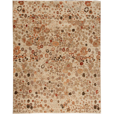 Hand-Knotted High-Quality Ivory Area Rug