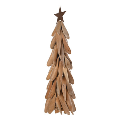 Light Wood Christmas Tree with Star Tall