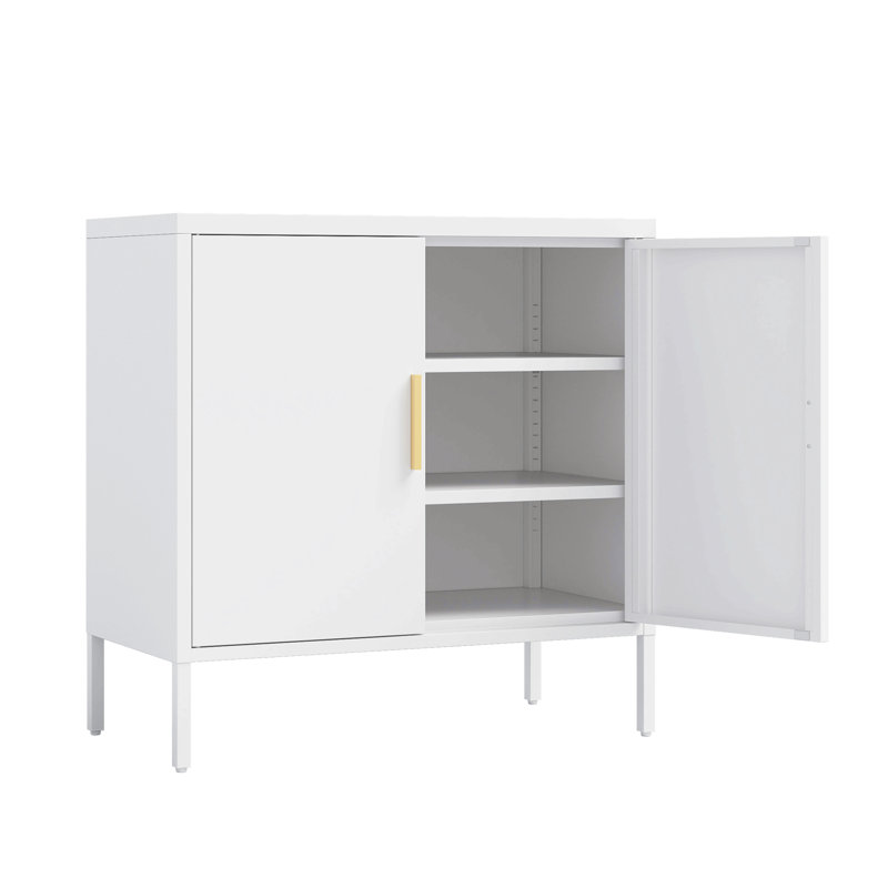Metal Storage Cabinet With 2 Doors And 2 Adjustable Shelves, Steel Garage Storage Cabinet, Metal File Cabinet For Home Office School Gym