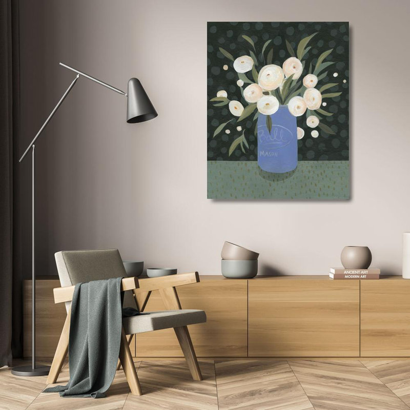 Art sur toile tendue avec Lark Manor ™, Scarvey, Emma, Mason Jar Bouquet I, H 24 po x l 20 po