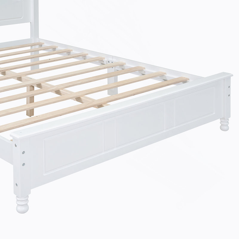 Base de lit plateforme en bois, lit plateforme de style rétro avec support en lattes de bois