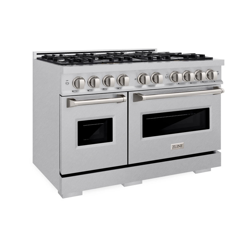 48" Stainless Steel Double Oven Gas Range with 8 Burners