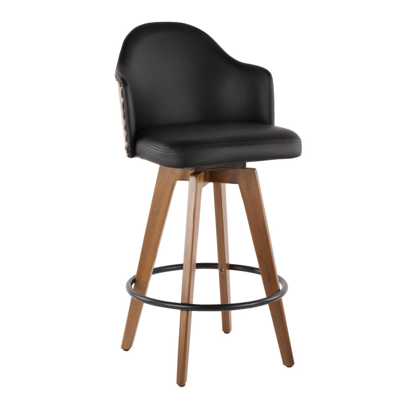 Tabouret de comptoir pivotant de 26 po Murrieta, Similicuir noir