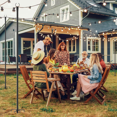 Metal Poles for Outdoor Hanging String Lights, 4 Pack 10FT Poles for Outdoor String Lights, Tall Hanging Light Poles for Backyard
