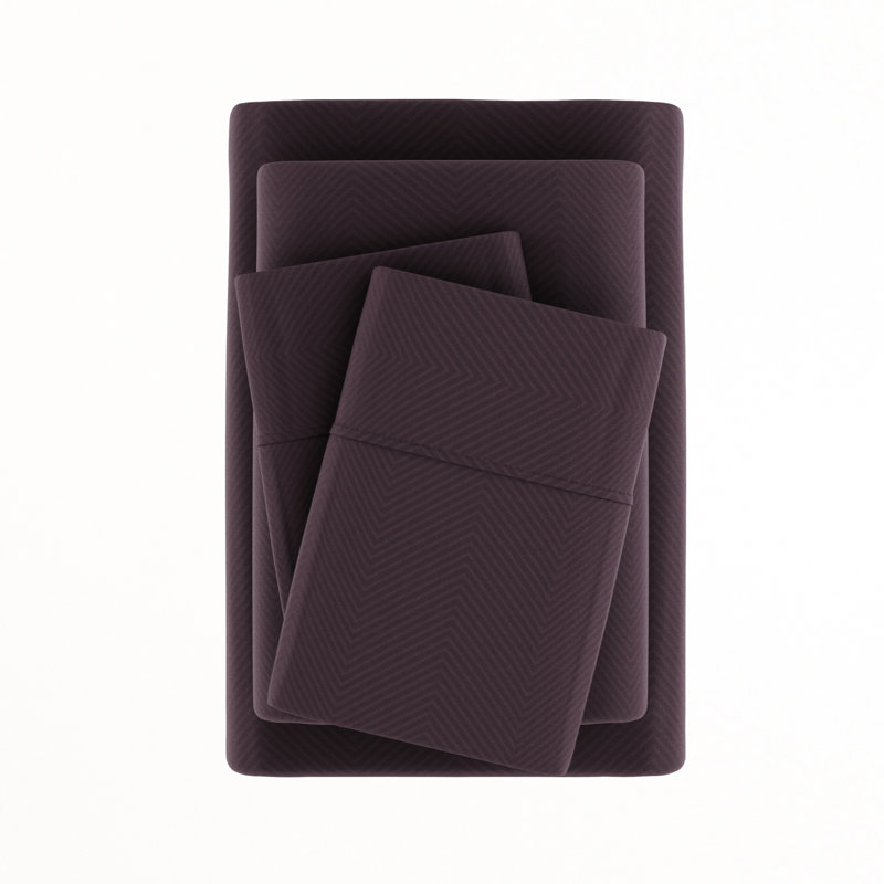 Simply Soft™ Chevron Embossed Bed Sheet Set, Purple, Twin