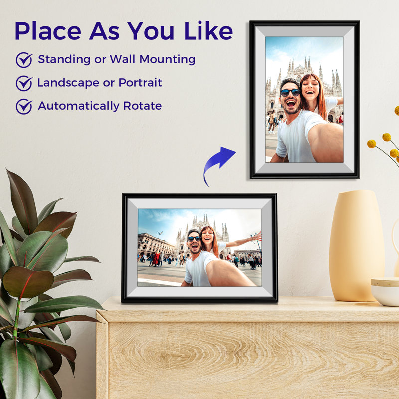 Frameo 10.1" WiFi ELIME Digital Picture Frame - Auto Rotate - Free Unlimited Storage, Micro SD Slot, Midnight Black