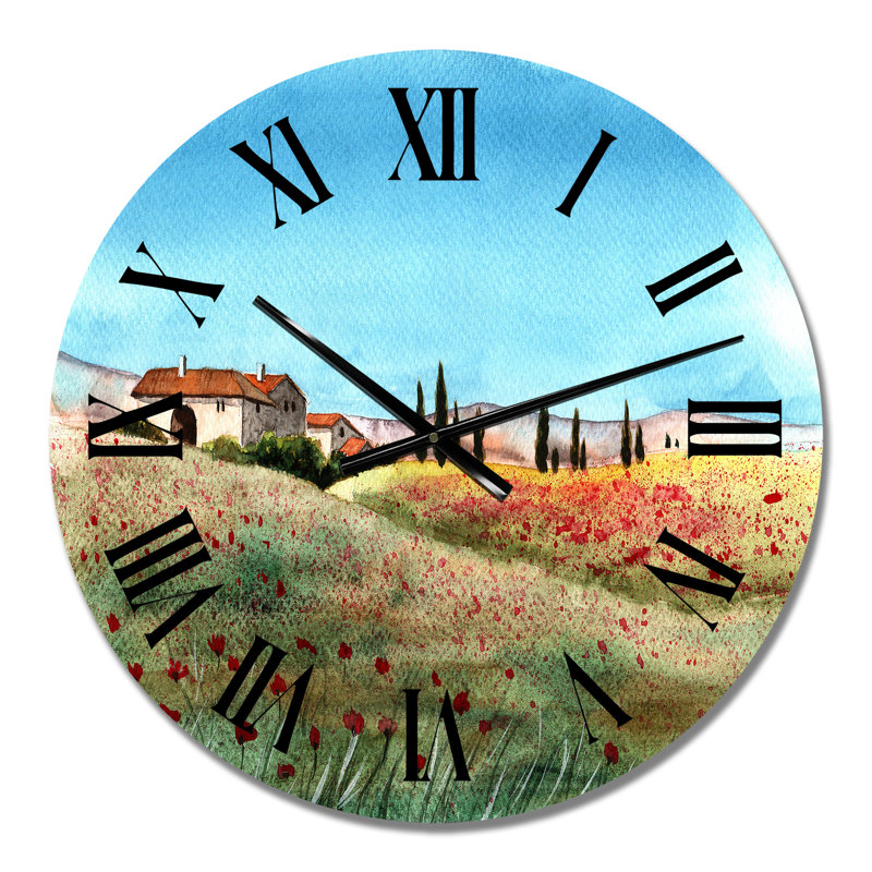 A Tuscany Landscape - Distant Villa - Horloge murale, Petit