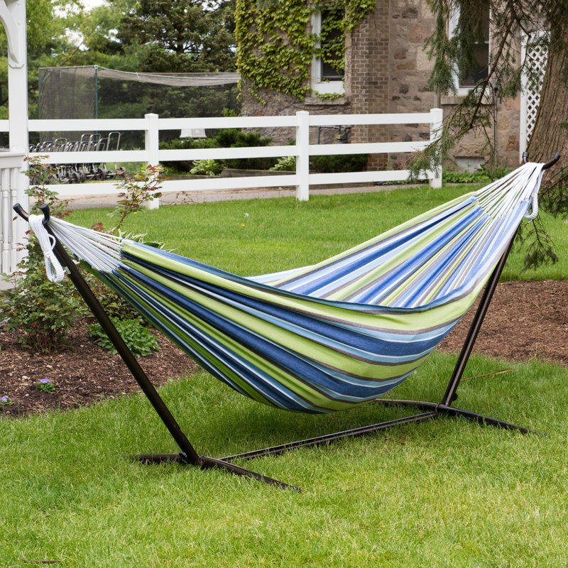 Double Classic Hammock with Stand, Black, Oasis, 104cm H x 250cm L x 109cm W