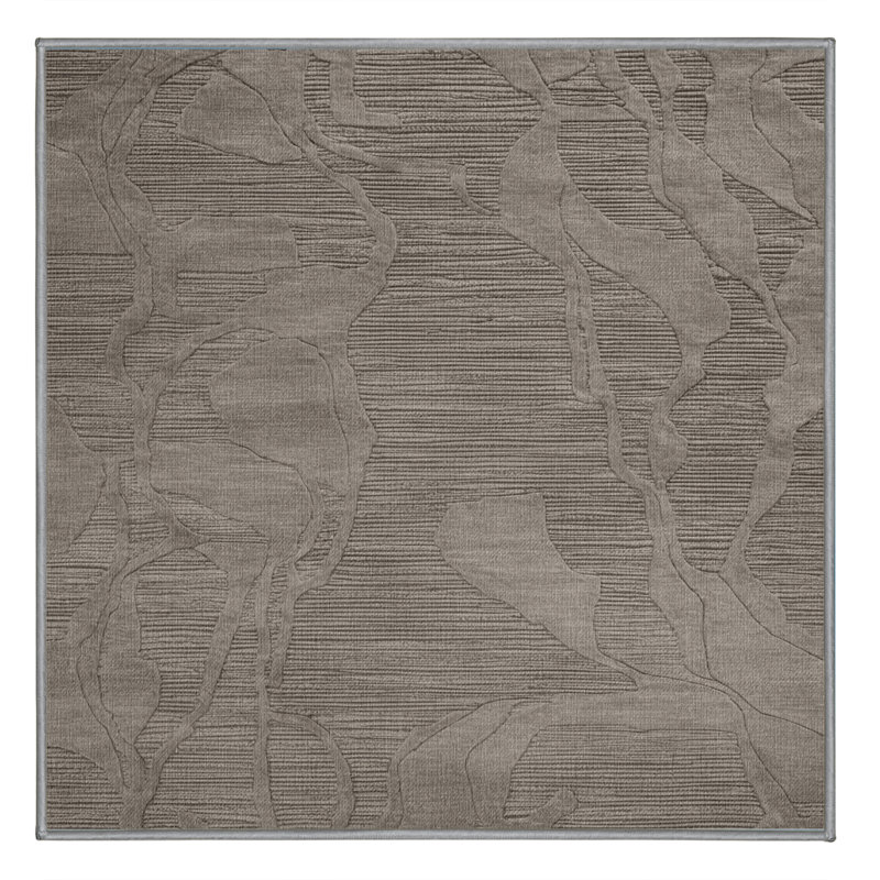 Machine Washable Abstract Gray Area Rug, Square 4'
