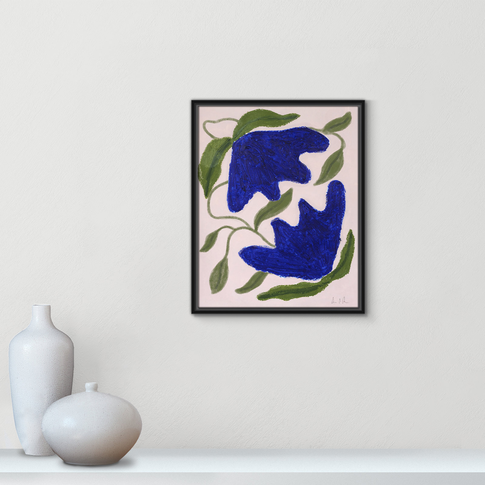 Colette "Blue Anemones No. 02" Print, 21.5" H x 17.5" W, Black